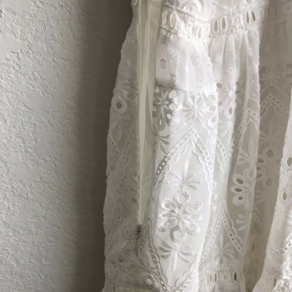 Maje Revery White Lace V Neck Collar Dress Size 3 - Picture 9 of 12